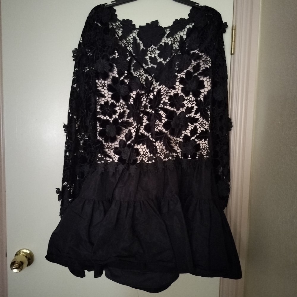 Black Lace Floral Dress